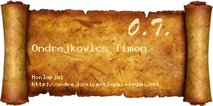 Ondrejkovics Timon névjegykártya